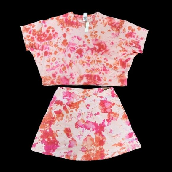 Victorias Secret Pink Set Cotton Fleece Top & High Waist V crossover Skirt XXL - Picture 2 of 6